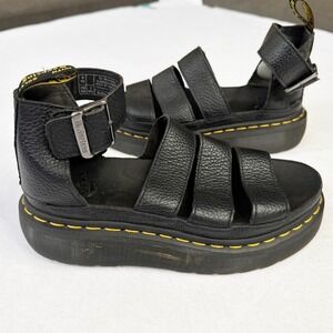 Dr Martens Clarissa II Quad Black Leather Fisherman Platform Sandals Womens US 7